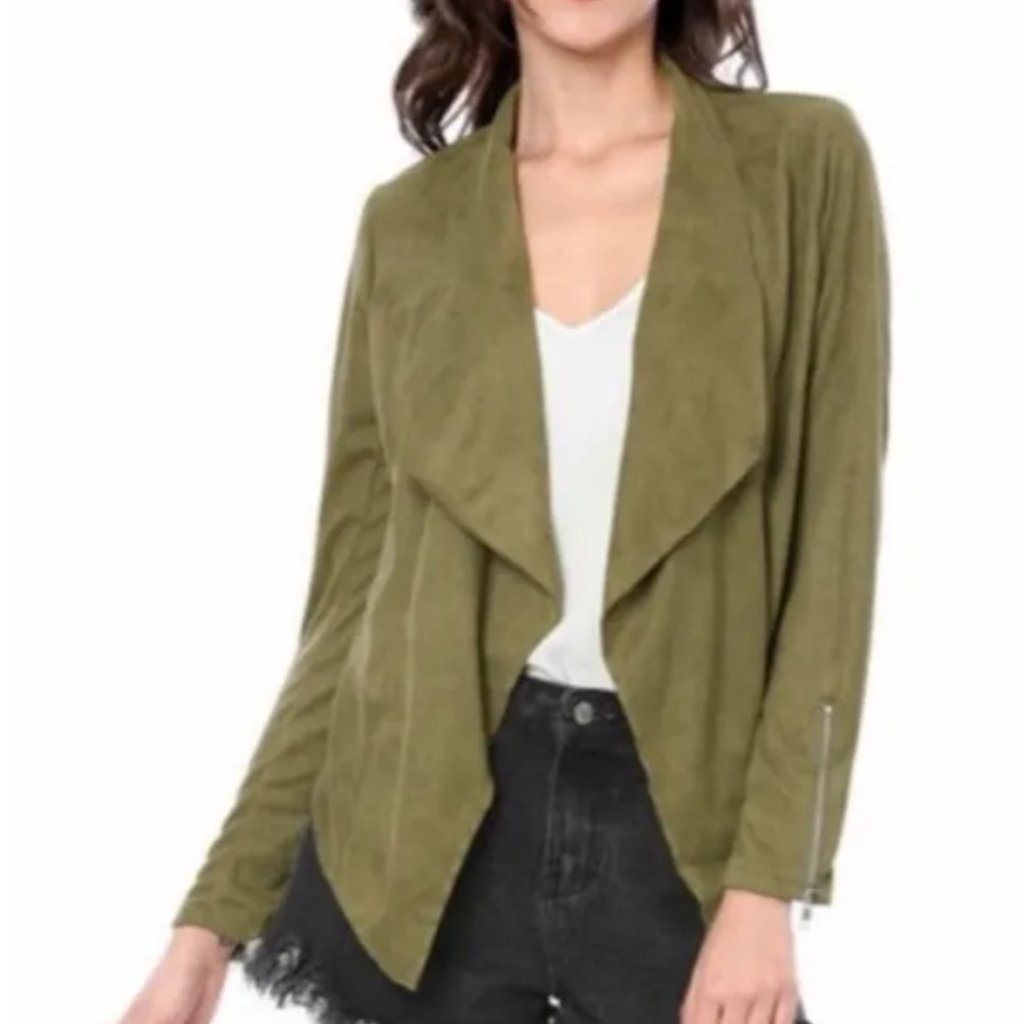Blank Nyc Olive Suede Drape Jacket